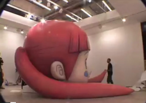 Mr., Installing "Strawberry Voice" at Lehmann Maupin Gallery 2007