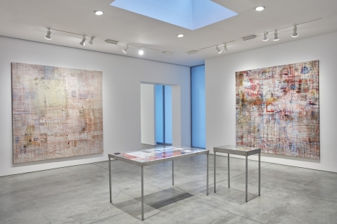 Mandy El-Sayegh, MUTATIONS IN BLUE, WHITE AND RED, Installation view at Lehmann Maupin, New York