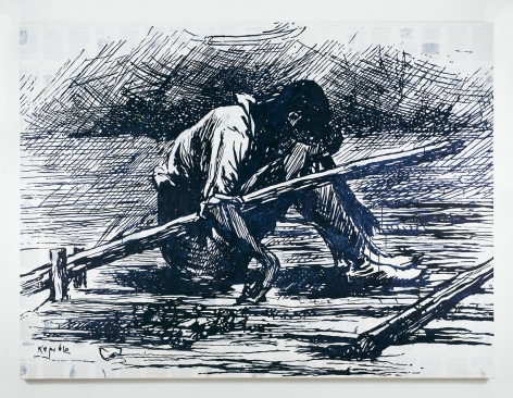 TIM ROLLINS and K.O.S., Asleep on the Raft (after Mark Twain), 2013-14