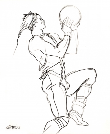 Drawing of basketball player by Antonio Lopez