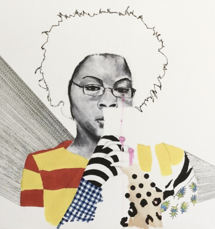 Jessica Maria Hopkins It’s In The Eyes of The Beholder 2020, acrylic, acrylic pen, archival ink on canvas, 24 x 24 inches.
