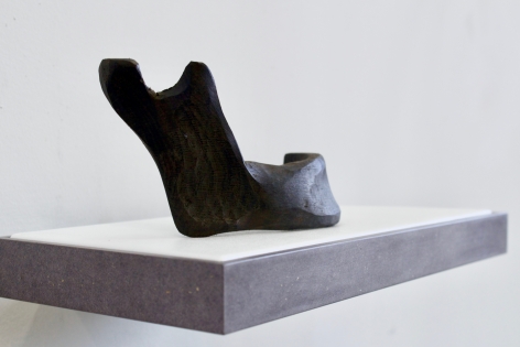 BENJAMIN KELLEY Untitled 03 2019, Valcromat, vinyl, carved ancient bog oak (human mandible).