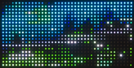 LEO VILLAREAL Dark Matrix (20 * 40) 2008, 800 Light emitting diodes, circuitry, microcontroler and anodized aluminum, 21 x 41 x 3 inches