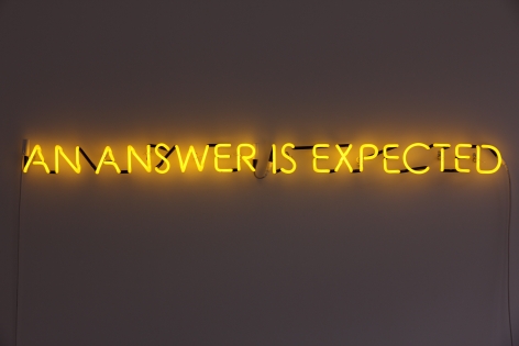 Susan MacWilliam An Answer Is Expected 2013/20, yellow gold neon, 4 x 62 inches, ed: 3 + 2AP.