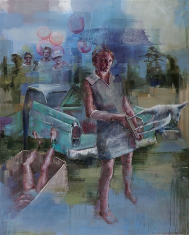 JUSTINE OTTO Blue Ties 2016, oil on linen, 59 x 47 inches