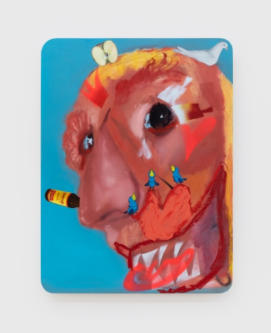 Alessandro Pessoli Endless King, 2020 Oil, spray paint, oil pastels and pencil on wood panel 40 x 30 in 101.6 x 76.2 cm (APE20.008)