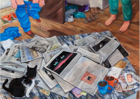 Rebecca Ness, Holly Coming Home, 2020. Oil on linen, 85 x 120 in, 215.9 x 304.8 cm (RNE20.008)