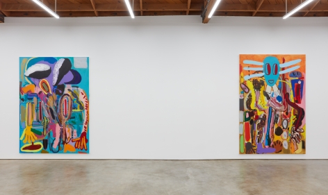 Installation View of " Wer hat Dr. Pfeffer erfunden?,", and "Ernst Ludwig Kirchner Hinrichtung im Jahre 1999"