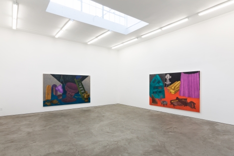 Installation View of "Escape Plan (Attic Door)" and "Behind the Curtain"