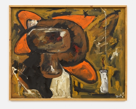 Werner Büttner, Tau auf der Pfeife, 1984, Oil on canvas, in artist’s frame, 49.2 x 61 x 1.9 in framed, 125 x 155 x 5 cm framed, 47.2 x 59 in unframed, 120 x 150 unframed, WB84.003