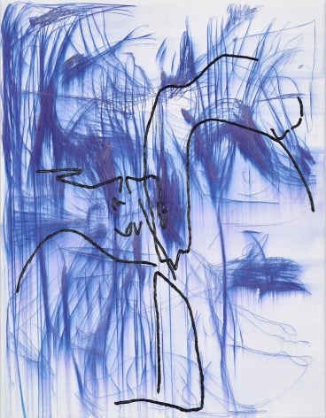Jana Schröder, Spontacts BO 08, 2016. Copying pencil and oil on canvas, 78.7 x 63 inches, 200 x 160 cm (JSR16.004)
