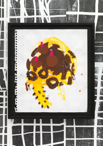 "Untitled", 2010 Mixed media on paper in artist's frame