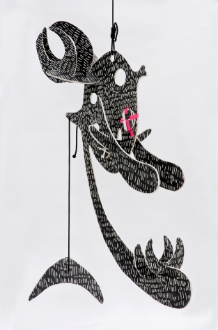 "Untitled", 2010 Painted wood, tape, rope