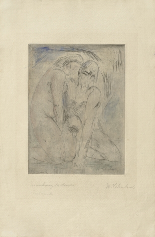 "Versuchung", 1914 Drypoint etching, watercolor, trial proof