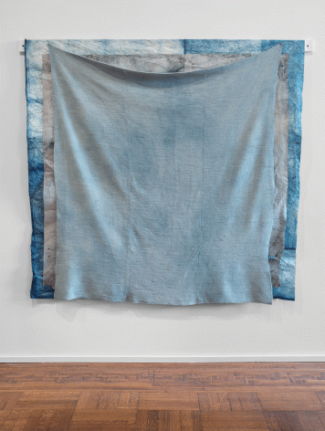Martha Tuttle "Grasses", 2016 Wool, paper, indigo, woad and iron on wood support 60 x 67 inches