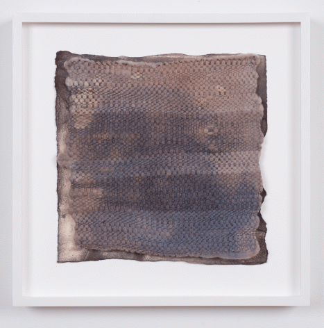 Martha Tuttle "Cold Water (9)", 2015 Wool, paper, logwood, hematite, and steel iron 8-3/4 x 8-1/2 inches