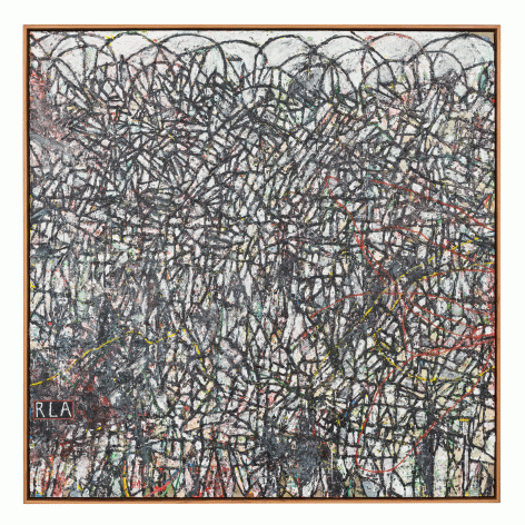 Zachary Armstrong "Portrait After Noah Robert Louis Armstrong", 2016 Oil and encaustic on linen in artist frame 48 x 48 inches