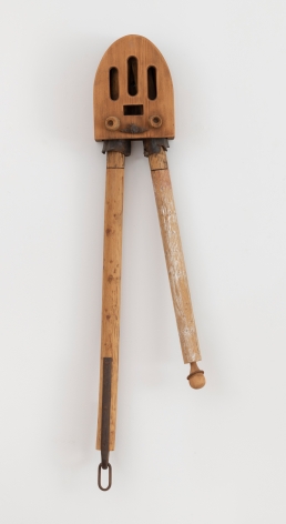 John Outterbridge, "Good News", 1993, mixed media, 47 x 8 1/2 x 7 inches (119 x 22 x 18 cm). A hanging sculpture by John Outterbridge.