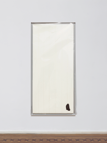 Egan Frantz "Light Scroll #3 (Isosephic Composition in 93)", 2015 SmallCorp Harbor Gray TF-X Aluminum Floater Frame, SmallCorp SP3-PF Panel, Expression® BufferMount® Drymounting Adhesive, Cottonelle® Kleenex® Brand Toilet Tissue, Performix Clear Plasti Dip® Sprayable Thermoplastic, Wax, .005 mil Polyester Film, and Hardware. 55-1/2 x 26-3/4 x 1 inches