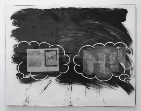 Luca Dellaverson "Goodbye to All That", 2015 Epoxy resin and painted glass with wood support 51 x 66 inches