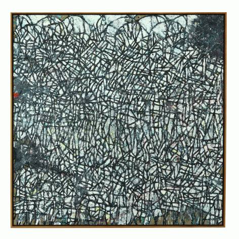 Zachary Armstrong "Portrait After Noah Painting for Reggie", 2016 Oil and encaustic on linen in artist frame 48 x 48 inches