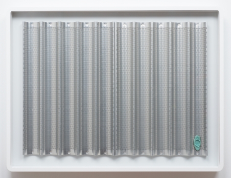 Egan Frantz, "Baguette and Crab", 2013, steel baguette baking pans with wax seal in artist's frame, 31-1/2 x 41-1/4 x 3 inches (80 x 104.8 x 7.6 cm).
