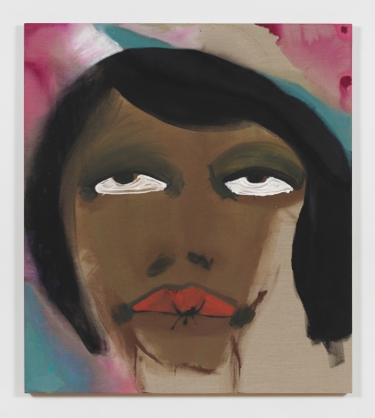 February James painting titled "Electricity Runs Through Our Fingers" made in 2021 and depicting a figure's head.