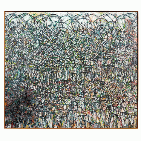 Zachary Armstrong "Portrait After Noah Curtis Barnes Sr", 2016 Oil and encaustic on linen in artist frame 84 x 97 inches