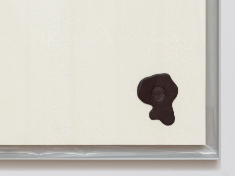 Egan Frantz "Light Scroll #4 (Isosephic Composition in 93)", 2015 SmallCorp Harbor Gray TF-X Aluminum Floater Frame, SmallCorp SP3-PF Panel, Expression® BufferMount® Drymounting Adhesive, Cottonelle® Kleenex® Brand Toilet Tissue, Performix Clear Plasti Dip® Sprayable Thermoplastic, Wax, .005 mil Polyester Film, and Hardware. 55-1/2 x 26-3/4 x 1 inches Detail View