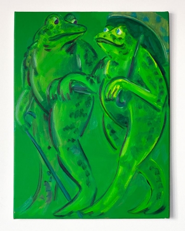 Antone Könst, "Two Small Frogs", 2020, oil on canvas, 24 inches by 16 inches.