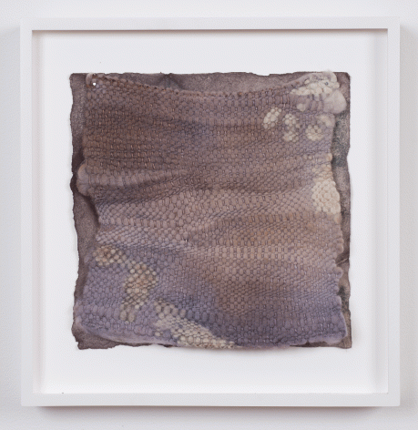 Martha Tuttle "Cold Water (8)", 2015 Wool, paper, logwood, hematite, and steel iron 8-1/2 x 8-3/4 inches