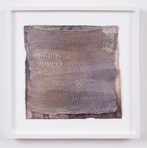 Martha Tuttle "Cold Water (6)", 2015 Wool, paper, logwood, hematite, and steel iron 8-1/2 x 8-3/4 inches