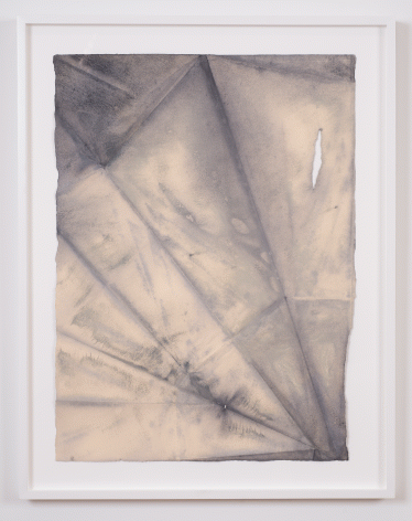 Martha Tuttle "Rupture Drawing (12)", 2015 Indigo, clay, and iron on paper 29-3/4 x 22 inches