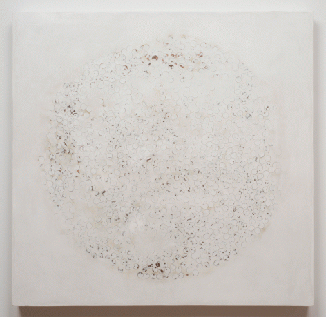 Fred Holland "Red", 2015 Lincoln head pennies, plaster over wood base 36 x 36 x 3 inches