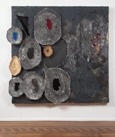 Kianja Strobert "Porch lights", 2015 Metal lathe, paper mâché, acrylic, screen, felt, and wire 70-1/4 x 71 x 8-1/4 inches