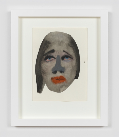 Watercolor and ink on paper work by February James titled "What's the matter with you" and made in 2021. The work depicts a figure's face.