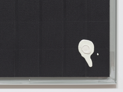 Egan Frantz "Night Scroll #6 (Isosephic Composition in 93)", 2015 SmallCorp Harbor Gray TF-X Aluminum Floater Frame, SmallCorp SP3-PF Panel, .005 Mil Polyester Film, Expression® BufferMount® Drymounting Adhesive, Cottonelle® Kleenex® Brand Toilet Tissue, Performix Black Plasti Dip® Sprayable Thermoplastic, Wax, and Hardware. 55-1/2 x 26-3/4 x 1 inches Detail View