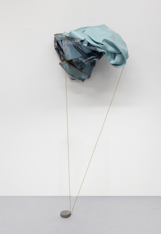 Sculpture by Kennedy Yanko titled "Pleasure Page" and made in 2021. The sculpture consists of paint skin, metal, and painted wire.