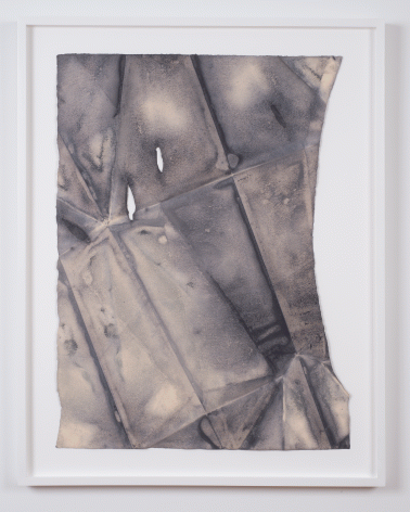 Martha Tuttle "Rupture Drawing (11)", 2015 Indigo, clay, and iron on paper 29-3/4 x 22 inches
