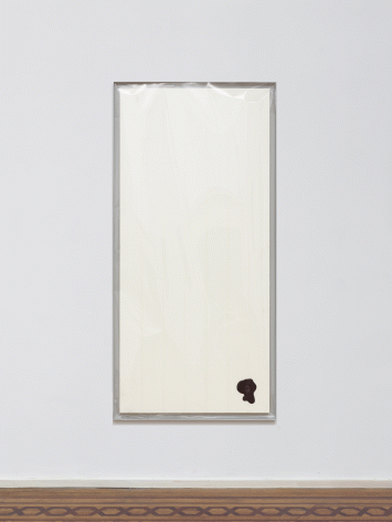 Egan Frantz "Light Scroll #4 (Isosephic Composition in 93)", 2015 SmallCorp Harbor Gray TF-X Aluminum Floater Frame, SmallCorp SP3-PF Panel, Expression® BufferMount® Drymounting Adhesive, Cottonelle® Kleenex® Brand Toilet Tissue, Performix Clear Plasti Dip® Sprayable Thermoplastic, Wax, .005 mil Polyester Film, and Hardware. 55-1/2 x 26-3/4 x 1 inches