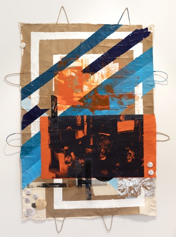 Tomashi Jackson Brooklyn (Turned Upside Down), 2019 Mixed media on paper and muslin 60 x 44 inches