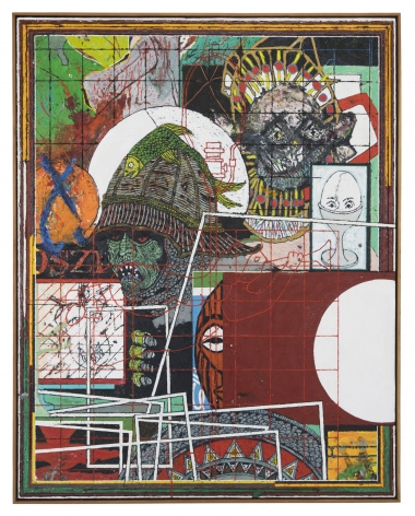 Zachary Armstrong, "Red Painting", 2017, encaustic and oil on canvas in artist frame, 60 inches by 48 inches.
