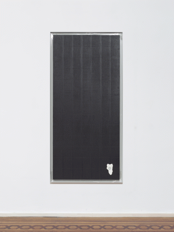 Egan Frantz "Night Scroll #1 (Isosephic Composition in 93)", 2015 SmallCorp Harbor Gray TF-X Aluminum Floater Frame, SmallCorp SP3-PF Panel, .005 Mil Polyester Film, Expression® BufferMount® Drymounting Adhesive, Cottonelle® Kleenex® Brand Toilet Tissue, Performix Black Plasti Dip® Sprayable Thermoplastic, Wax, and Hardware. 55-1/2 x 26-3/4 x 1 inches