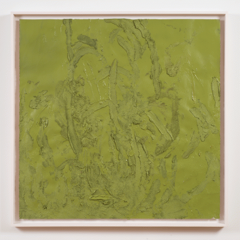 Kianja Strobert "Green", 2016 Acrylic, pumice, rubber, and enamel on paper 38-1/2 x 38-1/2 inches