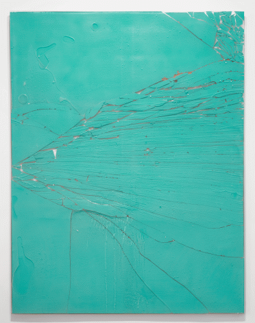 Luca Dellaverson "Untitled", 2015 Epoxy resin and painted glass with wood support 66 x 51 inches