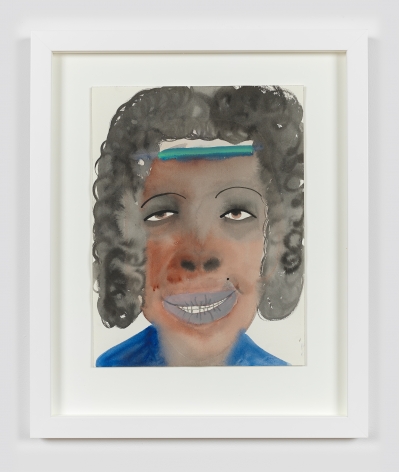 Watercolor and ink on paper work by February James titled "I've been waiting for this moment" and made in 2021. The work depicts a figure's face.