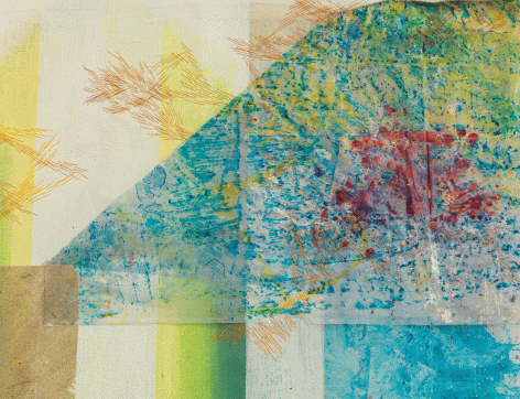 Tomashi Jackson "Avocado Seed Soup (Davis, et. al. v County School Board of Prince Edward County)(Brown, et. al. v Board of Education of Topeka)(Sweatt v Painter)", 2016 Mixed media on gauze, canvas, rawhide and wood 111 x 168 x 32-3/4 inches Detail view