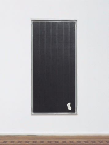 Egan Frantz "Night Scroll #5 (Isosephic Composition in 93)", 2015 SmallCorp Harbor Gray TF-X Aluminum Floater Frame, SmallCorp SP3-PF Panel, .005 Mil Polyester Film, Expression® BufferMount® Drymounting Adhesive, Cottonelle® Kleenex® Brand Toilet Tissue, Performix Black Plasti Dip® Sprayable Thermoplastic, Wax, and Hardware. 55-1/2 x 26-3/4 x 1 inches