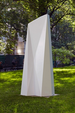 Installation view of Sol LeWitt's "Complex Form MH 7," 1990 painted aluminum 120 x 36 x 48 in. (304.8 x 91.4 x 121.9 cm), organized by Public Art Fund in 2011.