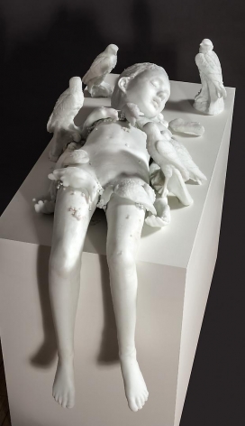 Snowchild kiln cast glass, pigments